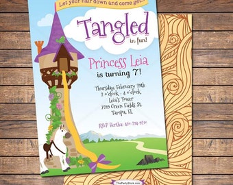 Tangled Birthday Invitation, Tangled Invitation, Rapunzel Invitation, Tangled Birthday Party Invitation, Rapunzel Birthday Invitations, DIY