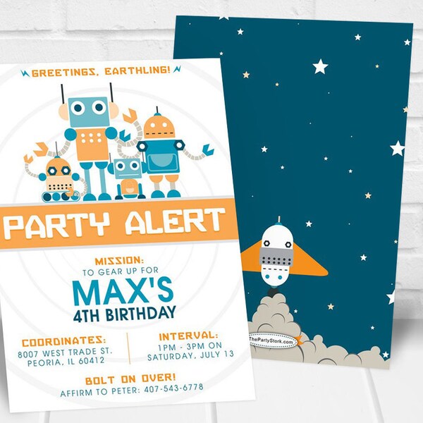 Robot Invitations - Etsy
