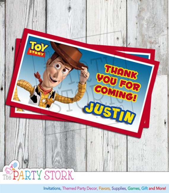 Toy Story Thank You Card Tag, 2" x 3.5" Small, Woody Printable Birthday Party Favor Tags, DIY, YOU PRINT Il_570xn