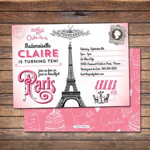 Faire-part d'anniversaire Paris, Invitation Paris à imprimer, Faire-part fête Paris, Faire-part anniversaire Paris, Invitations Paris imprimables,