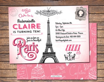 Paris Birthday Invitation, Paris Invitation Printable, Paris Party Invitation, Paris Birthday Party Invitation, Printable Paris Invites,