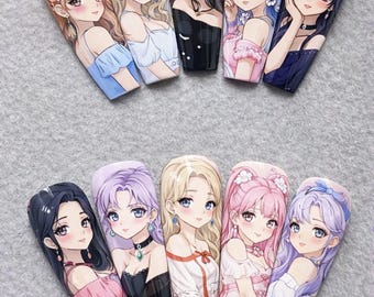 Anime Girl Nail Art Set UV gedruckte Press-On Nägel Inspiriert von Shoujo & Fantasy Aesthetics