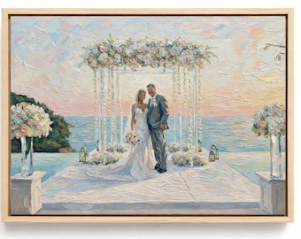 Kundenspezifisches Hochzeits-Ölgemälde vom Foto | Strukturierte Leinwand Porträt | Personalisiertes Hochzeitsgeschenk | Paar Porträt Wandkunst | Jubiläumsgeschenk