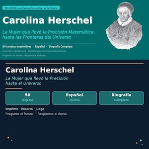 Carolina Herschel Quizkort - 50 utskrivbara kort med biografi - Astronomihistoria - PDF