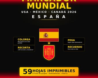印刷可能な2026年ワールドカップノート｜グループステージとノックアウトステージのトラッカー｜スペインサッカーの子供向けアクティビティ