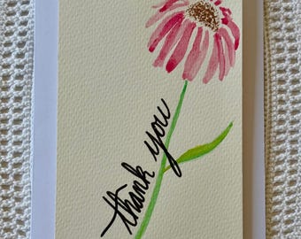 Hand Painted Flower Thank You Cards with Envelopes