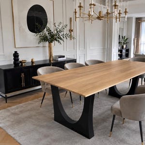 Mesa de comedor de roble con base metálica LUNA, muebles de primera calidad, Eichentisch, Tisch aus Massivholz, Esstisch Eiche, Metalltischbein