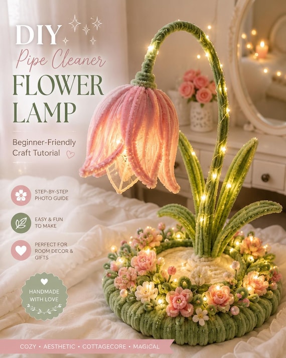 Pipe Cleaner Flower Lamp DIY Guide | Glowing Floral Lamp Tutorial