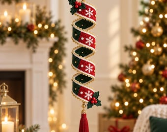 Christmas Crochet Spiral Wind Spinner Pattern PDF, Festive Hanging Ornament Tutorial