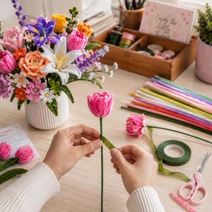 40 Pipe Cleaner Flower Tutorials | Beginner Craft Guide | Bouquet Patterns | Instant Download image 5