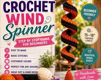 Crochet Wind Spinner Pattern PDF | Beginner Step-by-Step Crochet Tutorial | Spiral Hanging Decor DIY