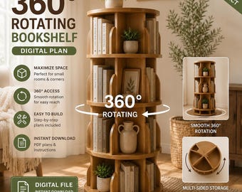 Guía de estantería de madera maciza de 4 niveles / Torre de libros 360 que ahorra espacio