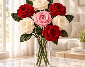 Crochet Rose Bouquet PDF Pattern