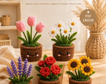 DIY Pipe Cleaner Flower Pots PDF Tutorial | 5 Miniature Flower Projects | Beginner Craft Guide