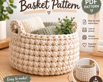 Chunky Oval Crochet Basket Pattern PDF | Modern Home Organizer | Instant Download