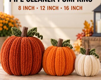 Giant Pipe Cleaner Pumpkin Pattern | 3 Sizes DIY Fall Decor PDF