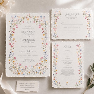 Wildflower Wedding Invitation Suite Template, Editable Canva Floral Stationery (Digital Download) ELE