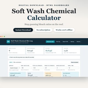 Calculateur de ratio de mélange pour lavage doux | Tableau de dilution SH (fichier HTML)