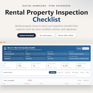 Rental Property Inspection Checklist | Move In Move Out Condition Report (HTML Digital Tool)