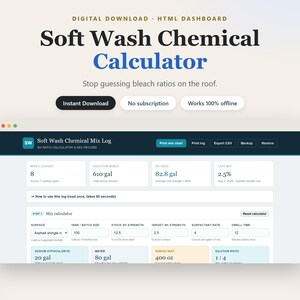 Soft Wash Mix Ratio Calculator | SH Dilution Chart (HTML File)