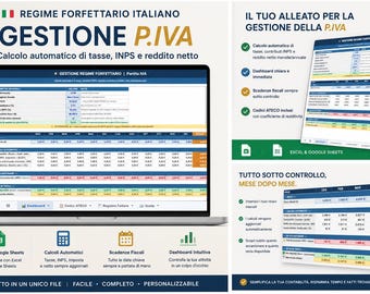 Regime Forfettario Excel | P.IVA Calcolo Tasse INPS Imposta Sostitutiva Codici ATECO | Scadenze F24 Reddito Netto | Foglio Calcolo