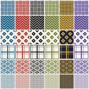 Japanese Seamless Pattern BUNDLE Vol.2, 48 Designs, 8 Wagara Motifs x 6 Colors, SVG PNG, Commercial Use