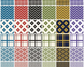 Japanese Seamless Pattern BUNDLE Vol.2, 48 Designs, 8 Wagara Motifs x 6 Colors, SVG PNG, Commercial Use