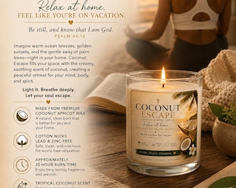 Scented Candles, Coconut Apricot Wax (4oz, 9oz)