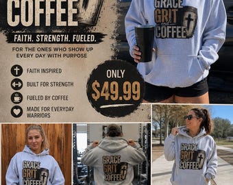 Grace, Grit & Coffee Unisex Zip Hoodie