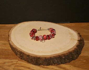 Red Lampwork Murano Glass Bead Bracelet