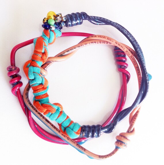 Items similar to Electric bracelets, wire wrapped bracelets, colorful