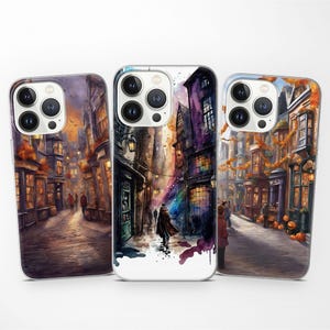 Funda para iPhone 17 16 15 14 13 Pro Max con diseño de Magic Alley, cubierta del Mundo Mágico, arte de brujería en acuarela, regalo para amantes de los libros.