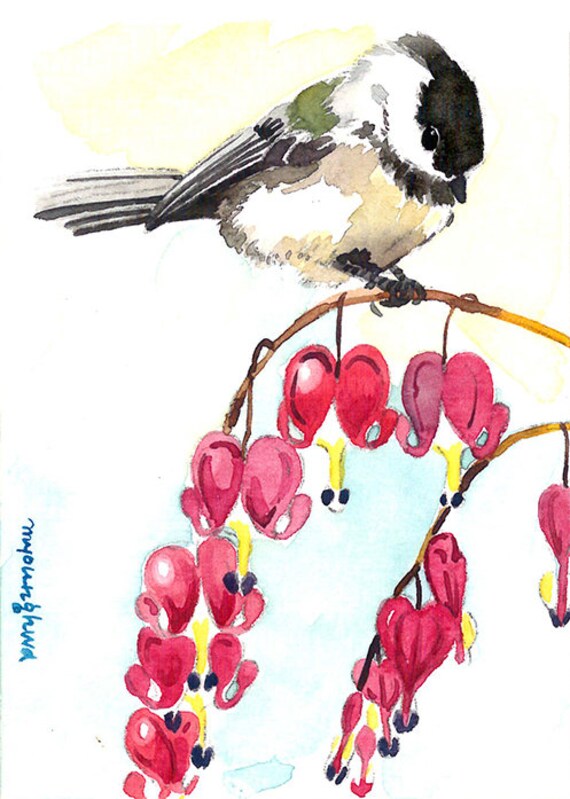 ACEO Limited Edition Chickadee perching