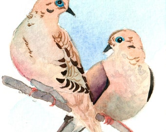ACEO ORIGINAL BIRD watercolor, Mourning dove, House décor, Gift for Bird lovers, Nature lovers, Bird watercolor