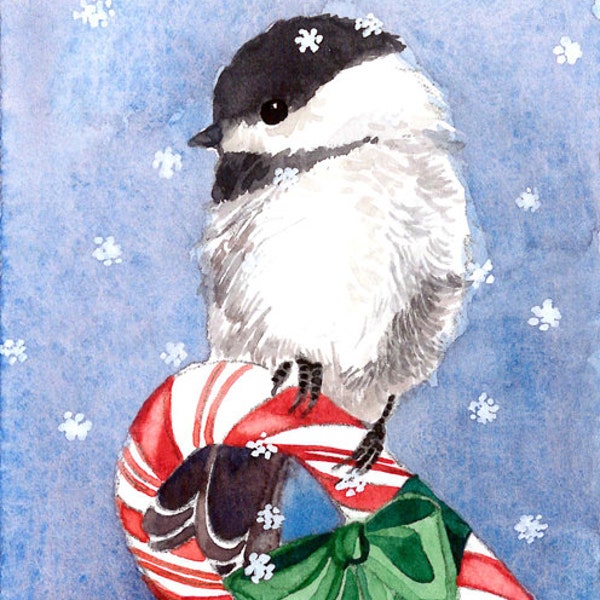 ACEO Limited Edition of 25 prints-  ~Candy Cane Bird~