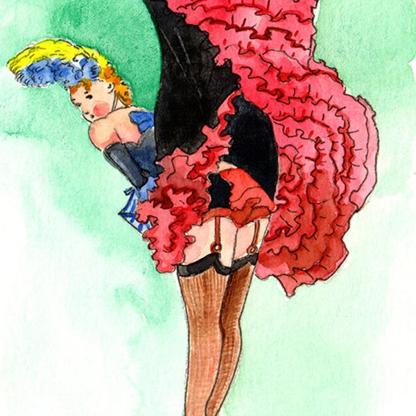 ACEO Edition Limitée 1/50, Danseuse Cancan, illustration vintage, Costume traditionnel National