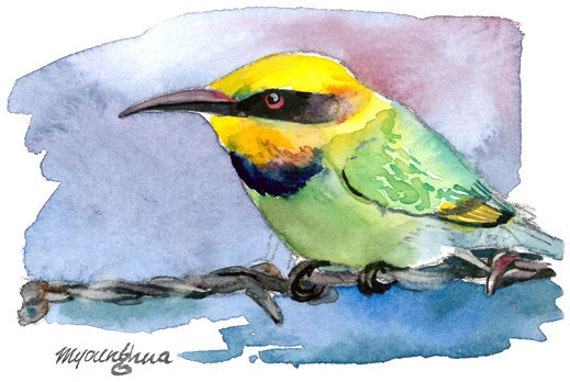 ACEO Limited Edition Art print 2.5x3.5 Rainbow bee eater 