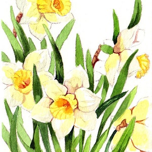 ACEO Edición Limitada 4/25, Nuevos comienzos, Pintura de acuarela de narciso, Flor a principios de primavera, Idea de regalo para amantes de la naturaleza, Regalo para ella