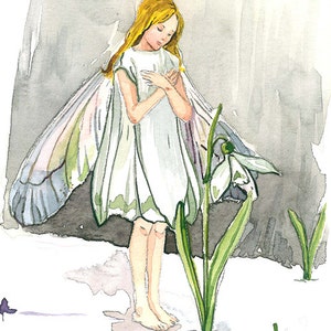 IMPRESSÃO DE ARTE limitada "Snowdrop Fairy's Whisper" Fada das flores inspirada em CM Barker, impressão colecionável em vários tamanhos, perfeita para amantes da arte