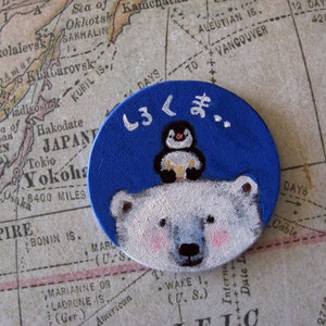 World travel with my little firend Original miniature hand-painted brooch, Unique wearable fine art, Christmas gift image 2