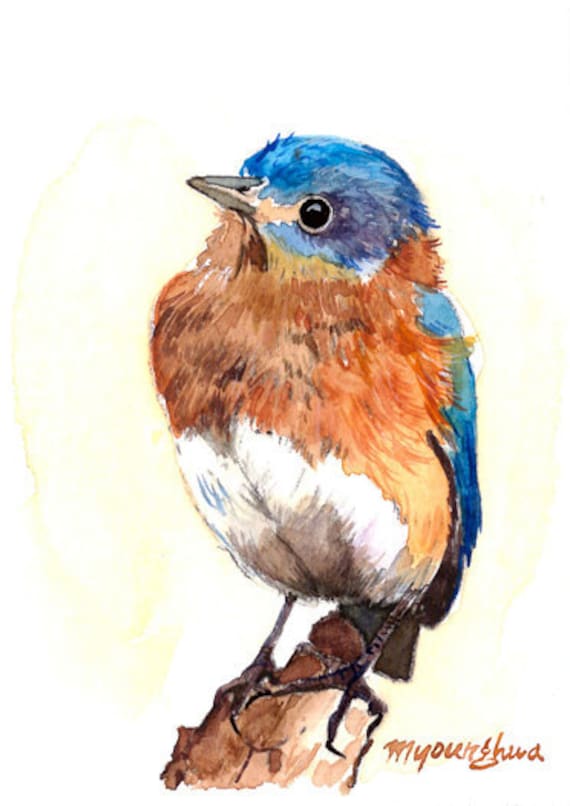 Art print 5 x 7 Bluebird in watercolor Etsy