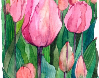 ACEO Limited Edition 10/25 - Velvety Pink II, Spring flower print of an original watercolor painting, Gift idea for her, Mother's day