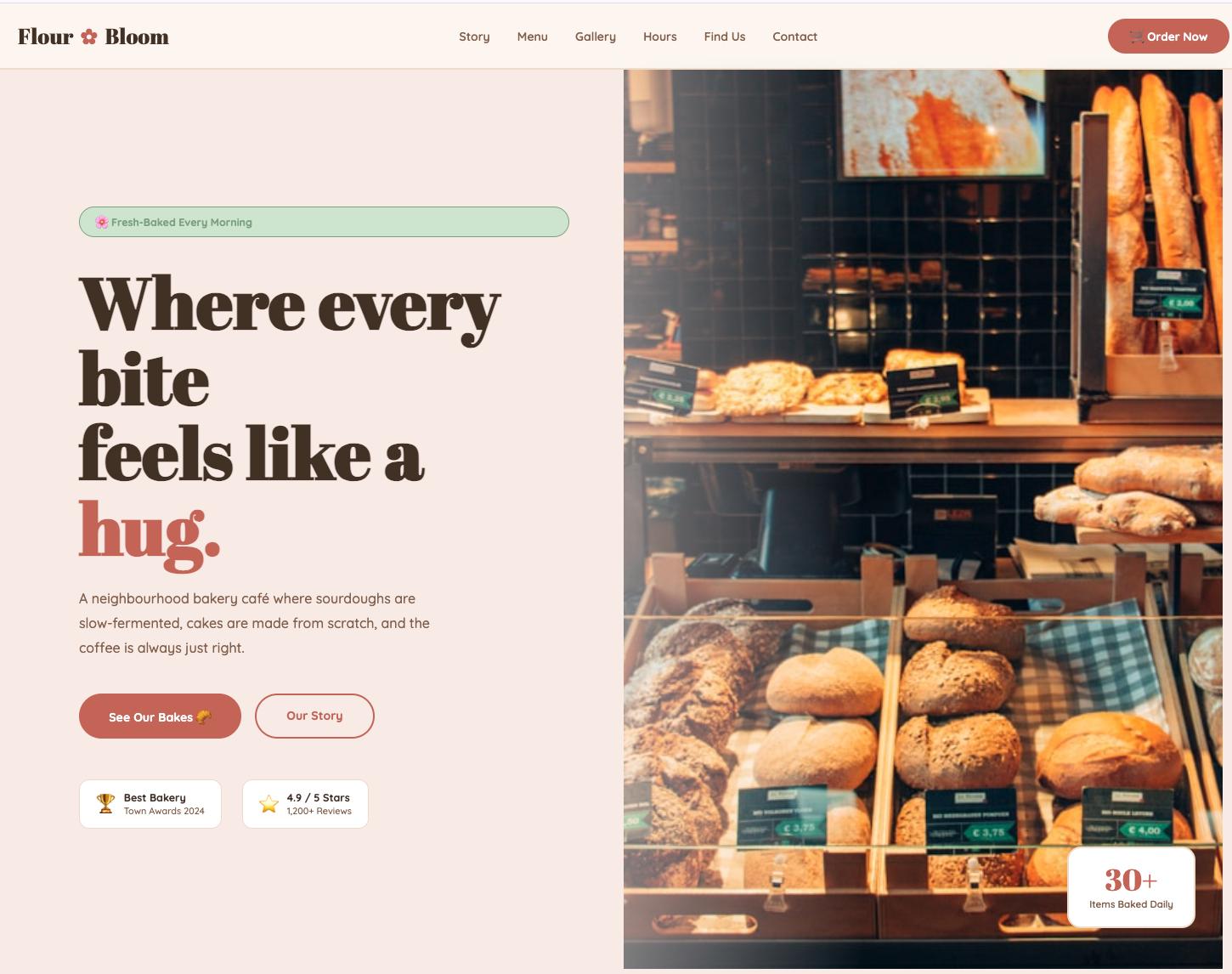 Bakery Cafe Website Template, Stylish and Responsive (Custom Coded)...