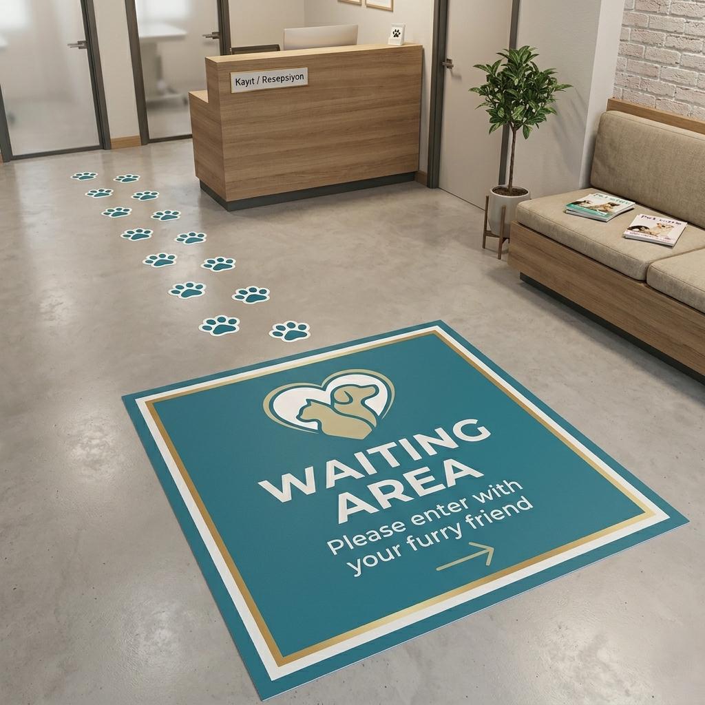 Custom Pet Floor Decal, Personalized Vinyl Sticker for Pet Businesses