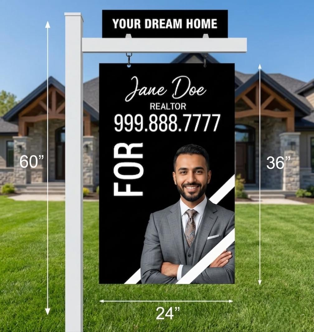 Custom Realtor Sign - Outdoor Weatherproof ACM Metal with Post