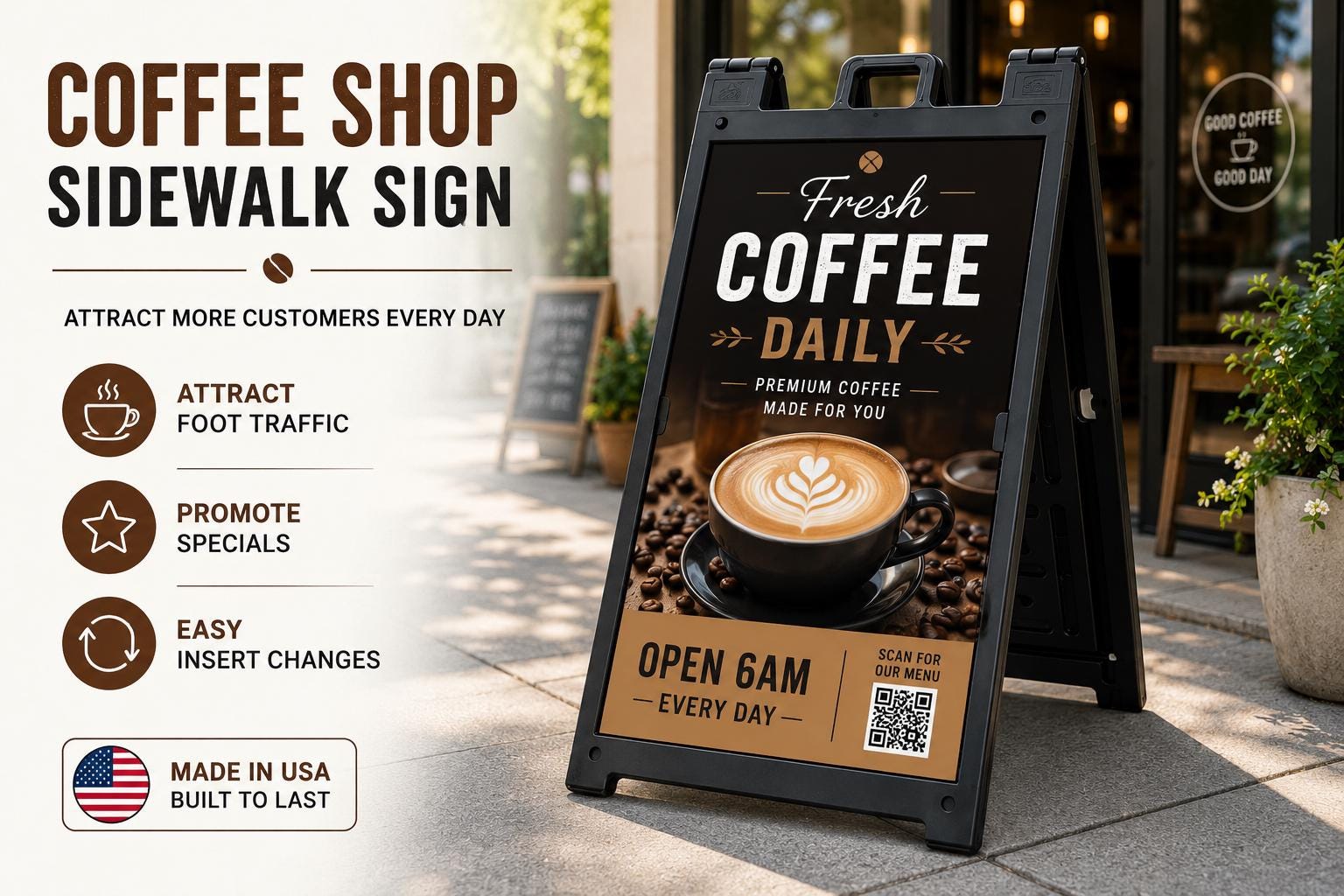 Custom A Frame Sidewalk Sign | Heavy Duty Plastic Sandwich Board (2...
