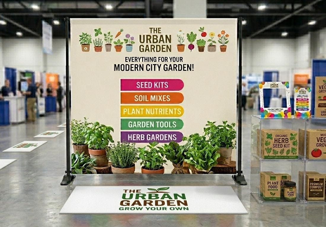 Custom Garden Shop Backdrop and Floor Decal Set, Plant Store Displa...