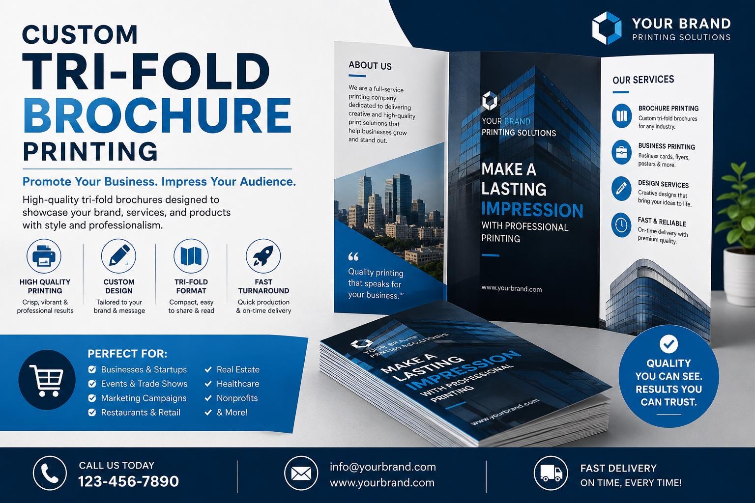 Custom Tri-Fold Brochure Printing , Promotional Brochure Design