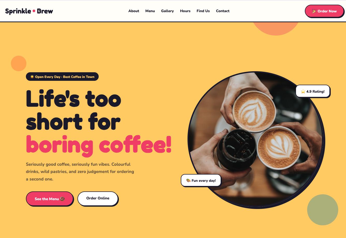 Colorful Fun Bakery Coffee Cafe Website Template: Elegant Layout - ...