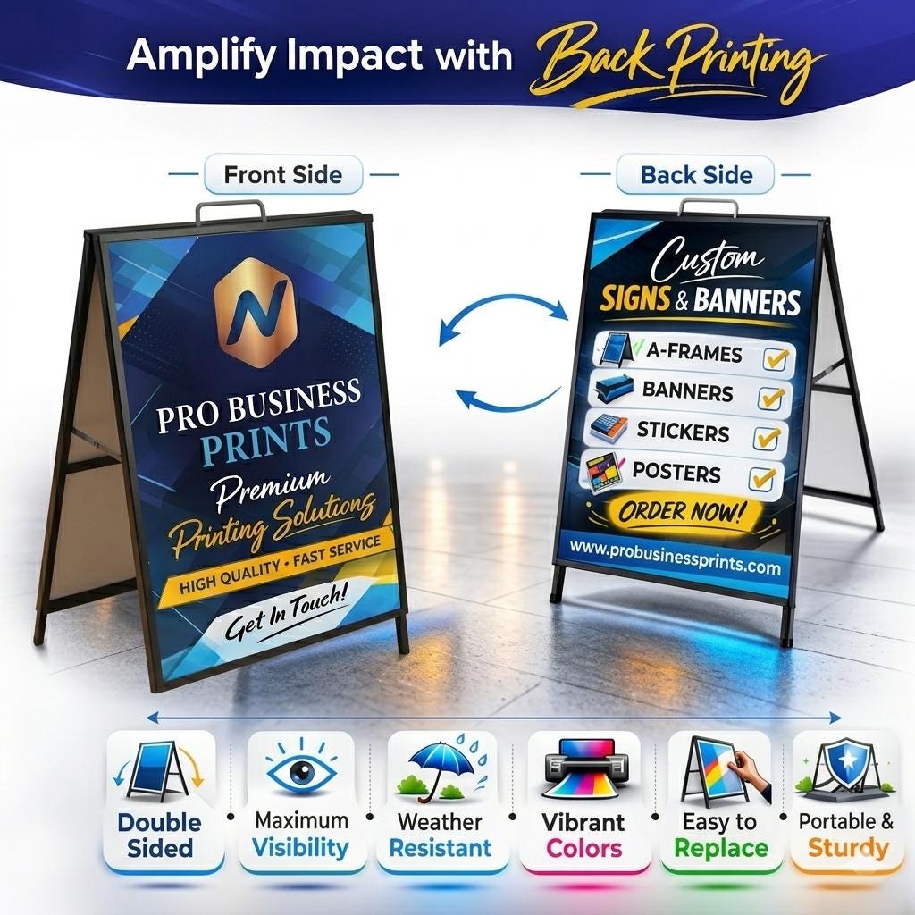 Custom A-Frame Sidewalk Sign, Double-Sided Business Display, UV Pri...